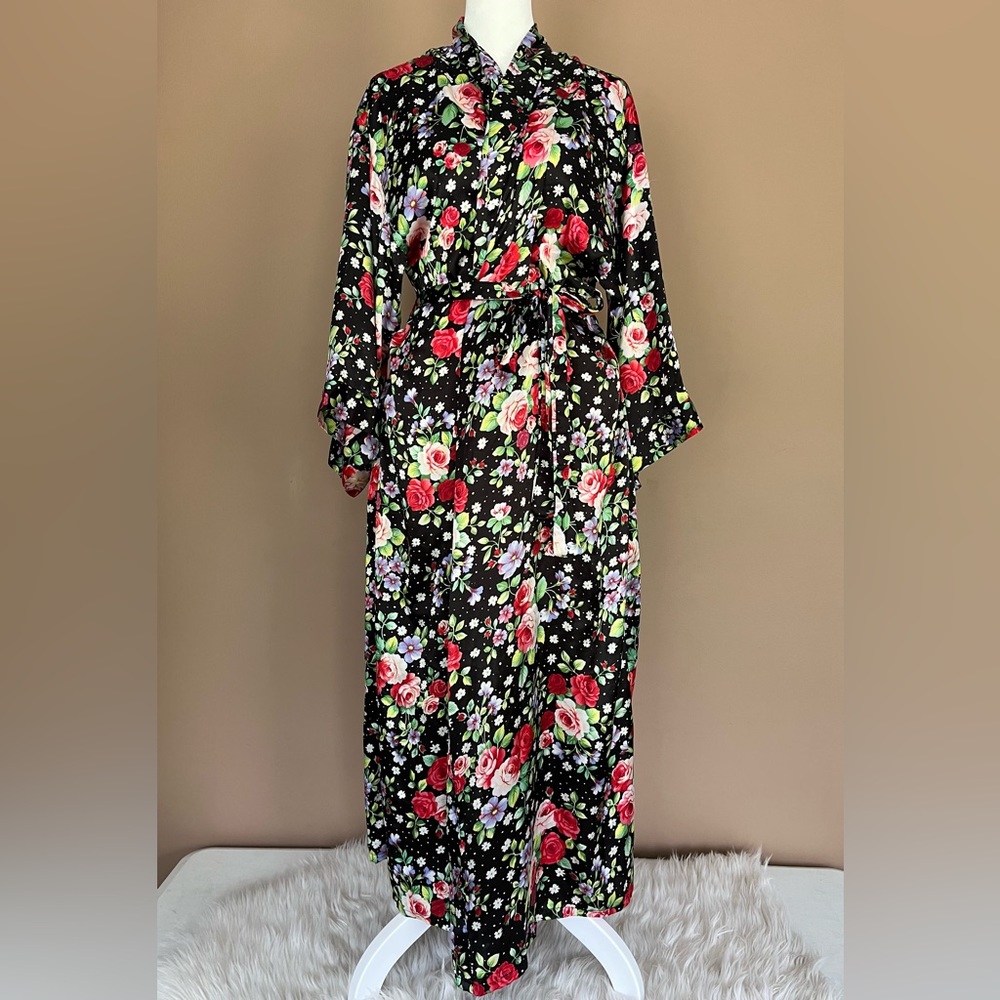 {Amanda Stewart Intimates} Vintage Floral Full Length Robe - Women's Small